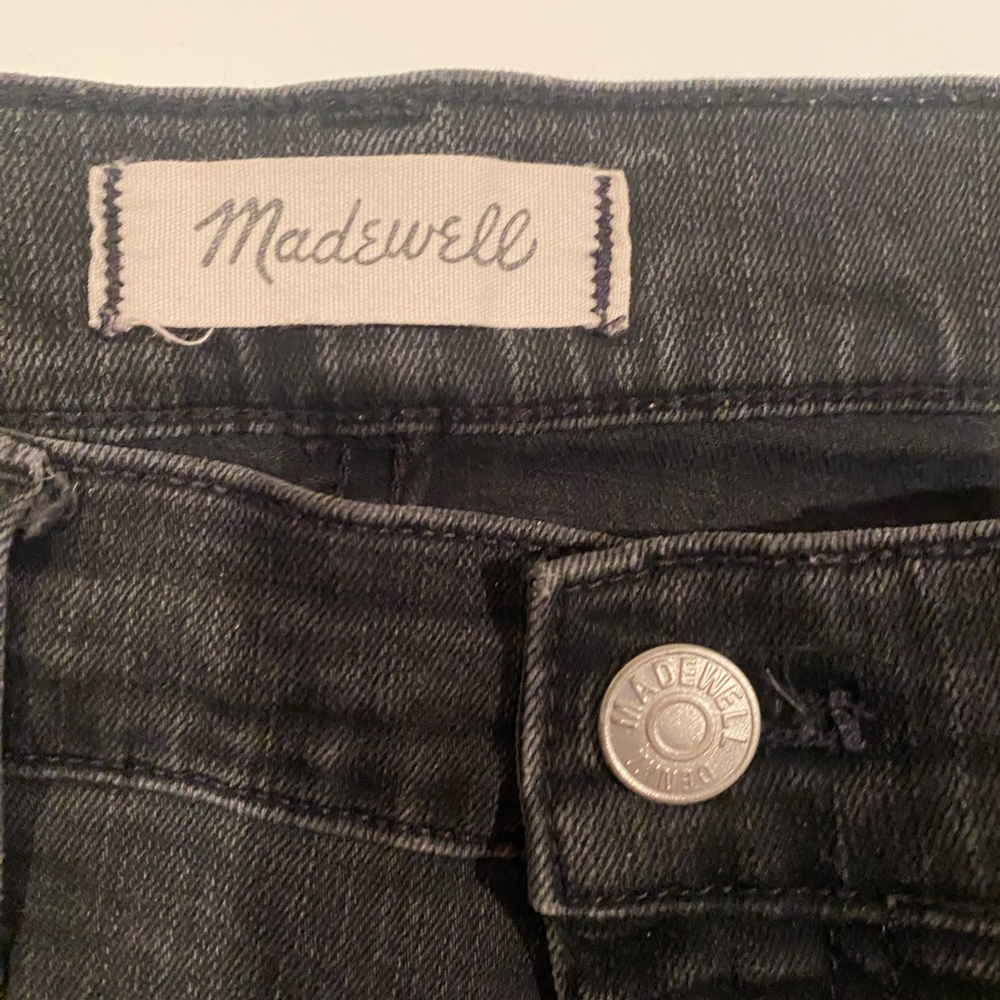 Madewell High Rise Skinny Jeans in black rinse wash.